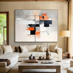 Gray - Orange Abstract Painting with Dynamic Composition WINK858