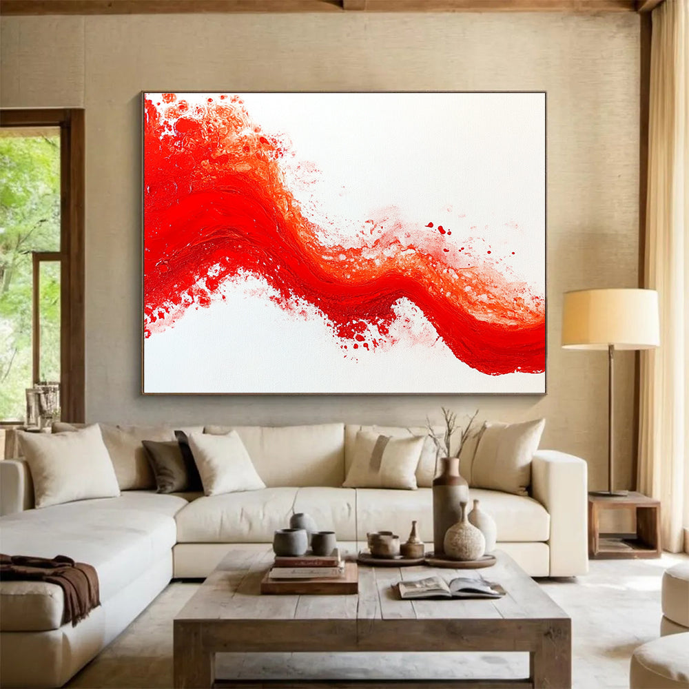 Bold Red Wave Energy Abstract Painting ABS200