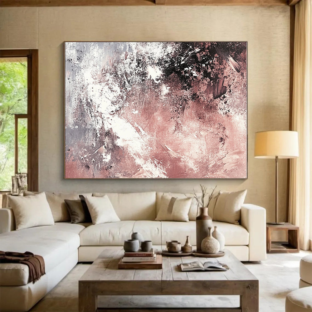 Pink Black White Abstract Painting with Soft Edge WINK745