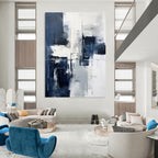 Blue - Gray Abstract Composition Painting for Serene Home Offices HENG128
