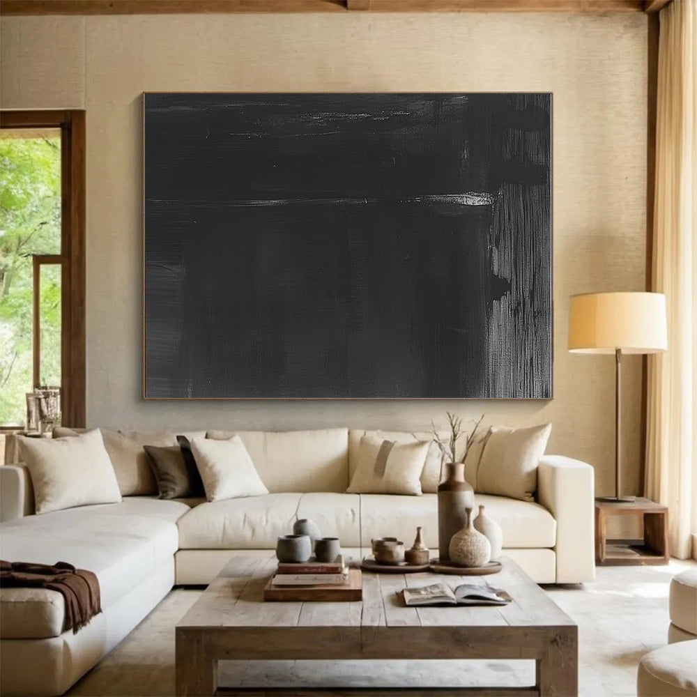 Dark Black Abstract Painting with Mysterious Depth WINK008