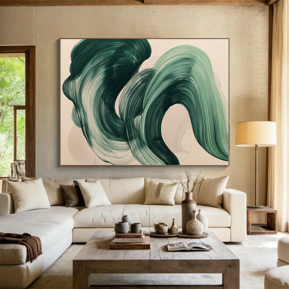 Green Wave Abstract Painting with Calming Rhythm WINK788