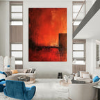 Red Abstract Composition Bold Abstract Painting for Dramatic Spaces GAB1428