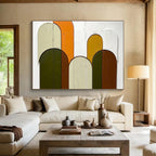 Colorful Arched Shapes on Wood Abstract Painting ABS587