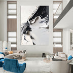 Black and White Textured Abstract Painting for Industrial - Chic Lofts GAB0994