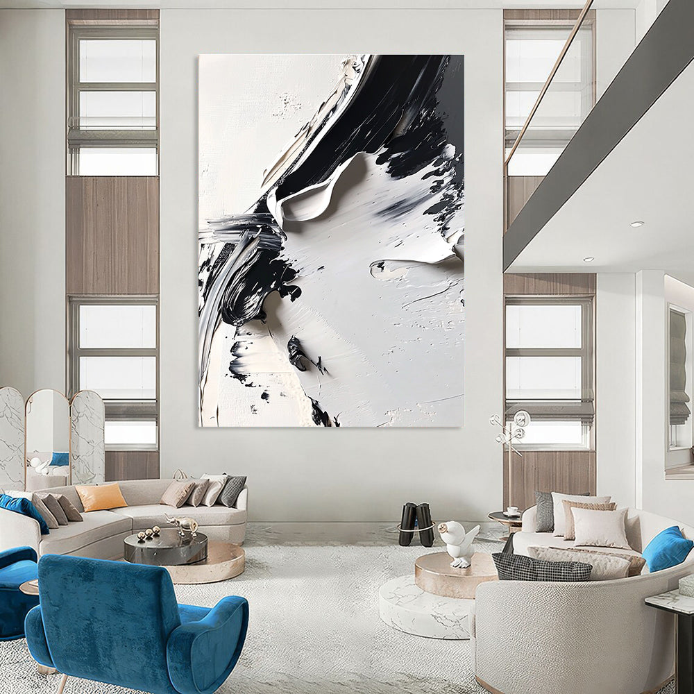 Black and White Textured Abstract Painting for Industrial - Chic Lofts GAB0994