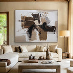 Brown Beige Abstract Forms Painting with Dynamic Composition WINK639