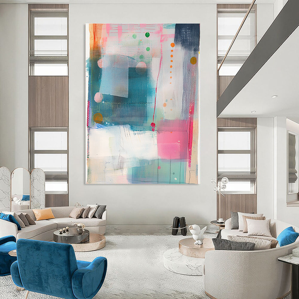 Bright Geometric Mix Modern Graphic Abstract Painting GAB0243