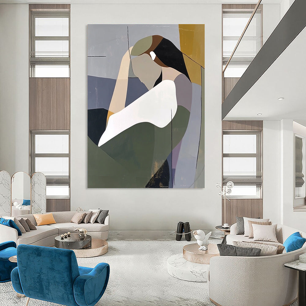 Abstracted Contemplative Figure Modern Portrait Abstract Painting GAB0267