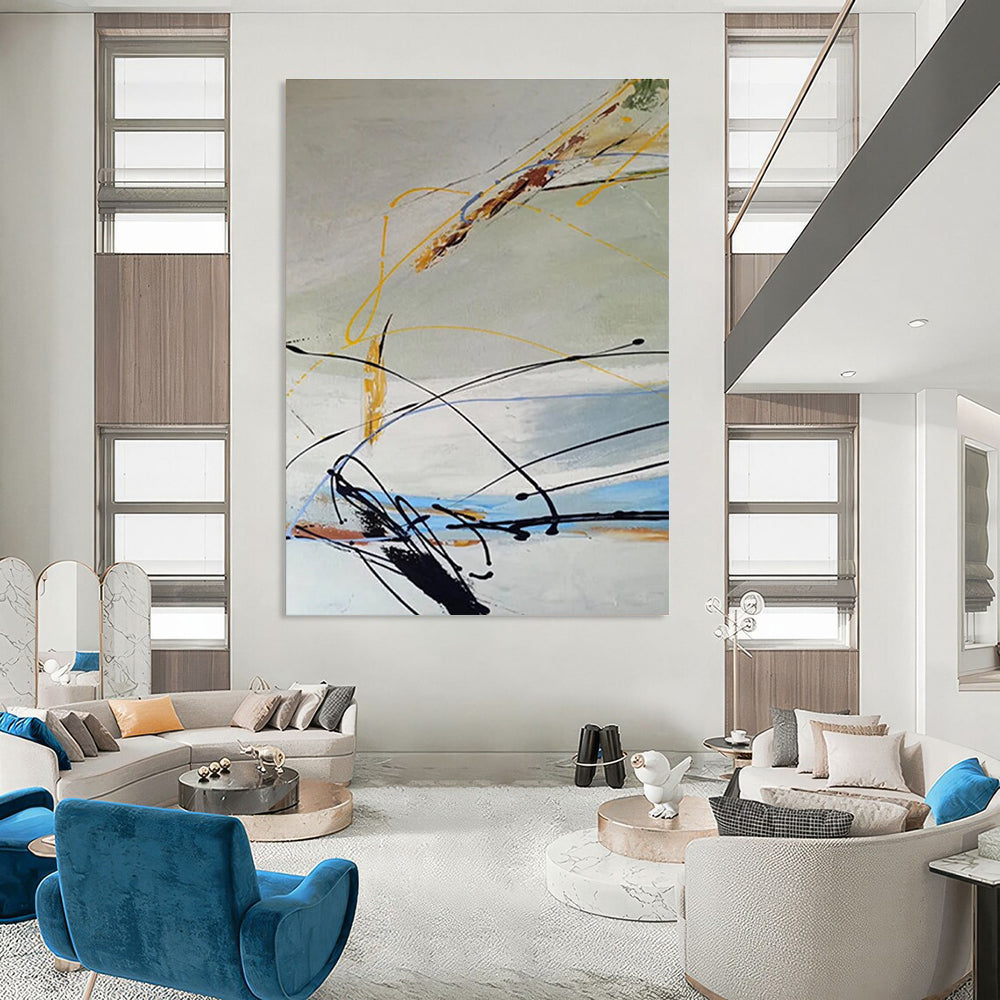 Dynamic Line Abstract Painting for Modern Dance Studio Lobbies HENG035