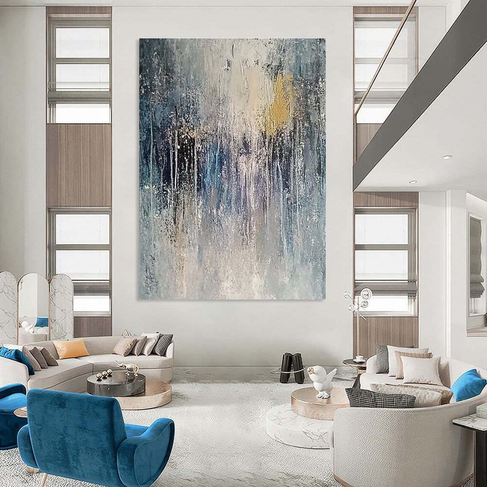 Textured Gray and Gold Abstract Painting for Sophisticated Offices GAB1084