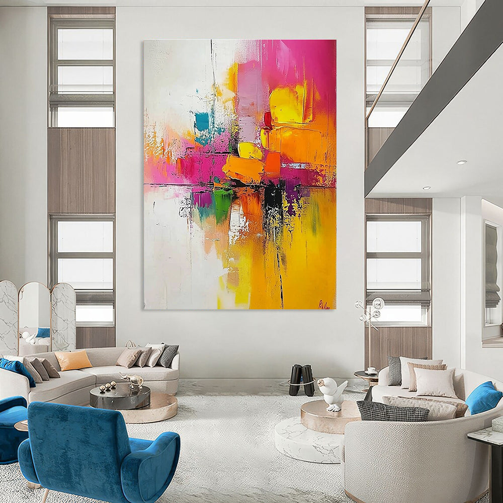 Colorful Geometric Reflection Abstract Painting for Trendy Cafes GAB0874