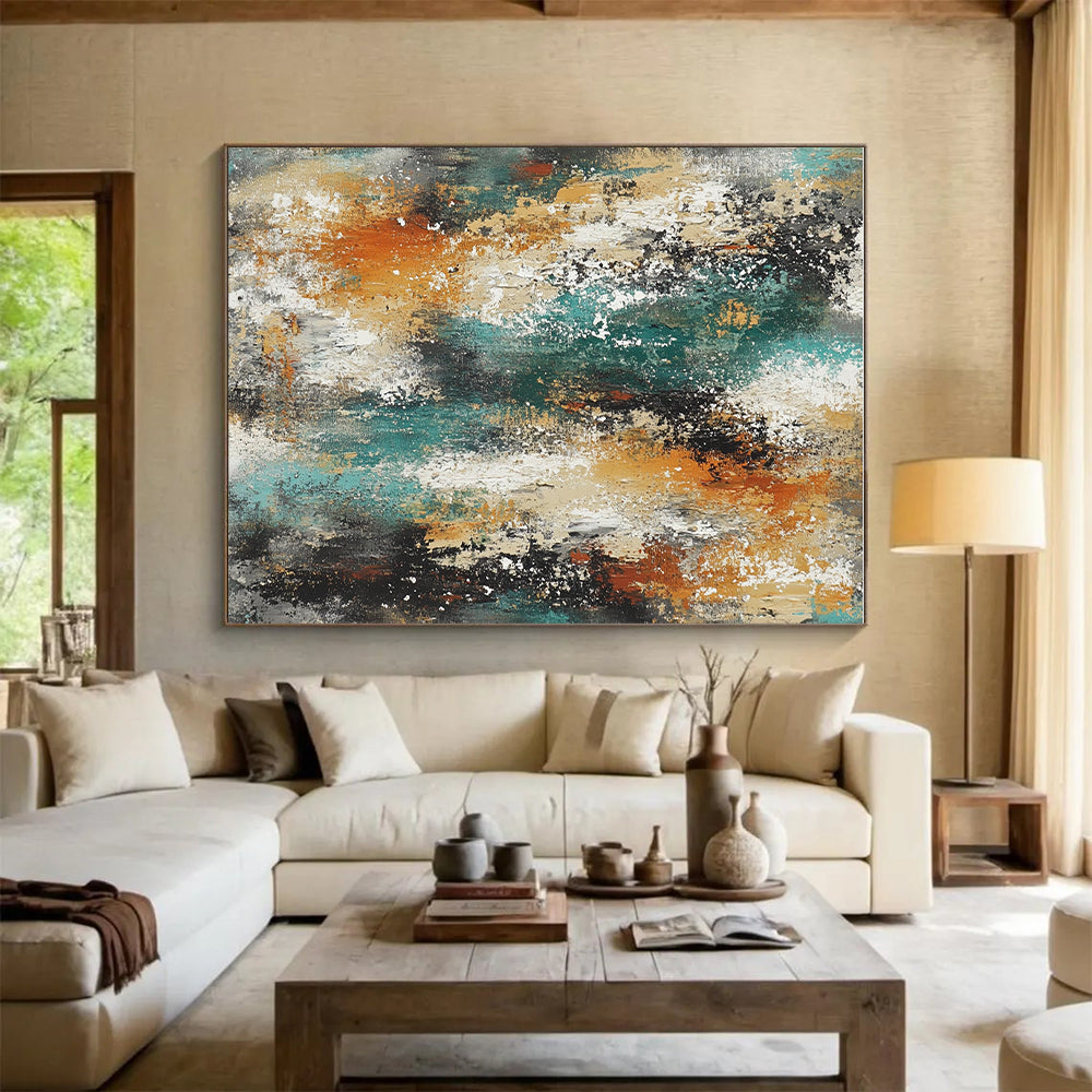 Textured Color Burst Abstract Painting with Vibrant Energy WINK783