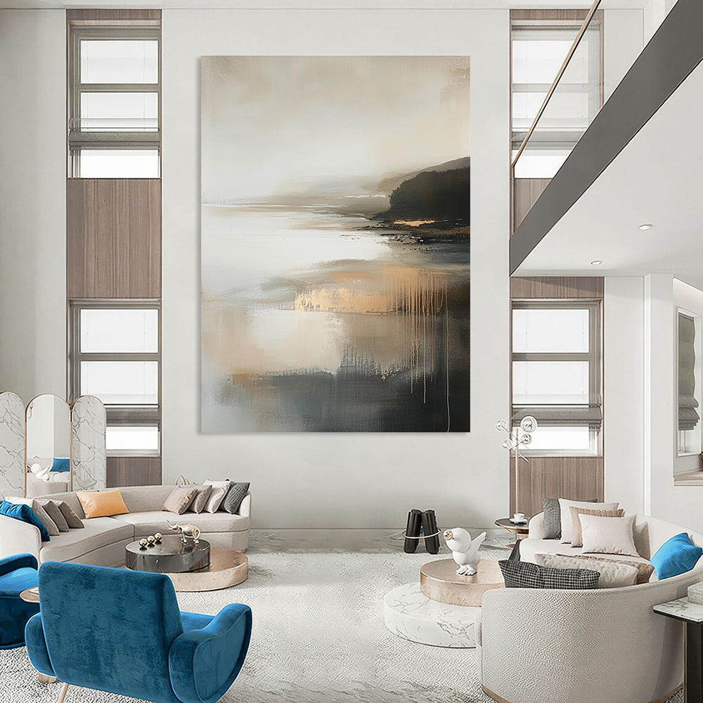 Misty Coastal Abstract Painting for Serene - Styled Bedrooms GAB1061