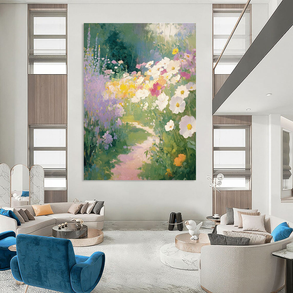 Flower - Filled Garden Path - Romantic Impressionist Art GAB0388