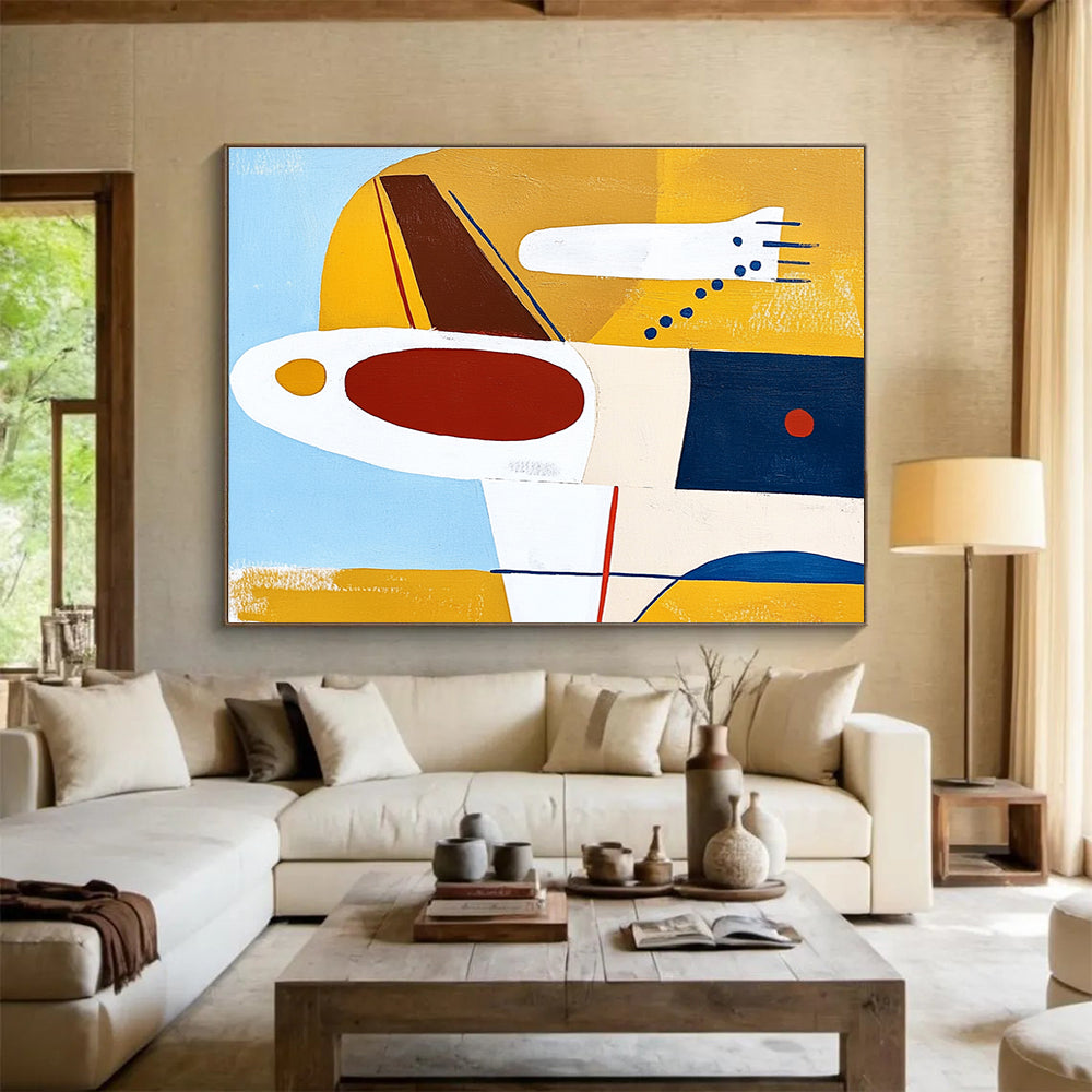 Color - Blocked Geometric Aircraft Abstract Painting ABS201
