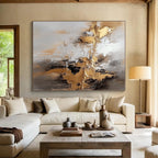 Gray Gold White Abstract Painting with Textured Layers WINK665