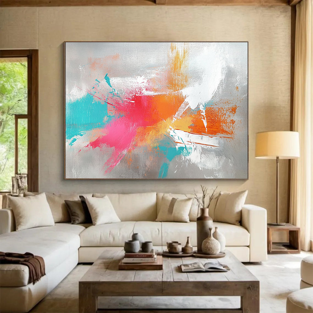 Gray Background Color Splash Abstract Painting ABS307