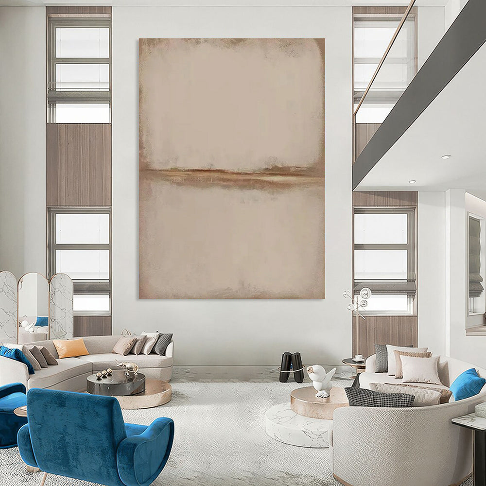 Beige and Brown Minimalist Abstract Painting for Timeless Home Offices HENG494