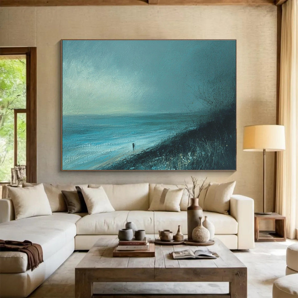 Solitary Beach Figure in Blue Tones ABS090