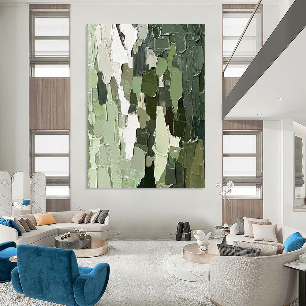 Green Textured Abstract Painting for Nature - Inspired Home Offices GAB1248