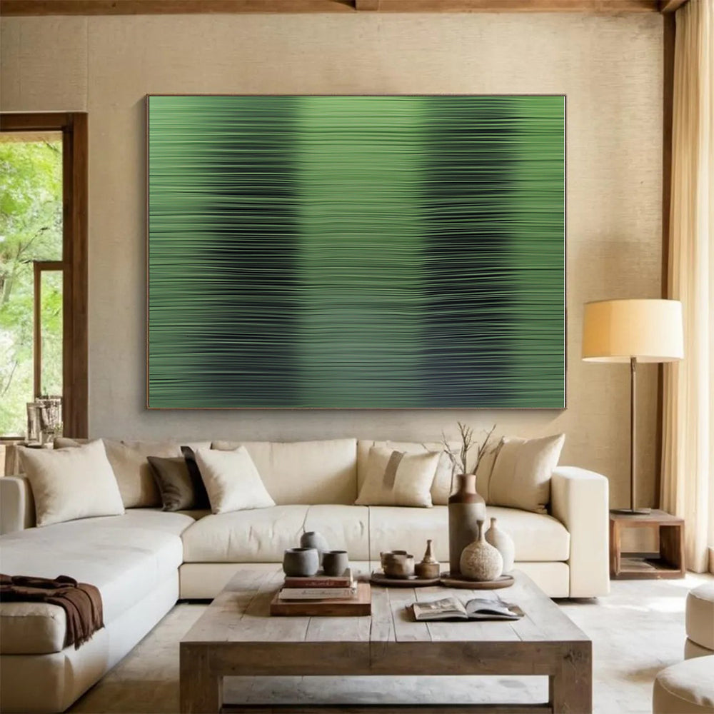 Green Striped Abstract Painting with Subtle Gradients WINK842