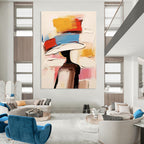 Colorful Hat - Wearing Figure Abstract Painting for Fashion - Inspired Interiors HENG324