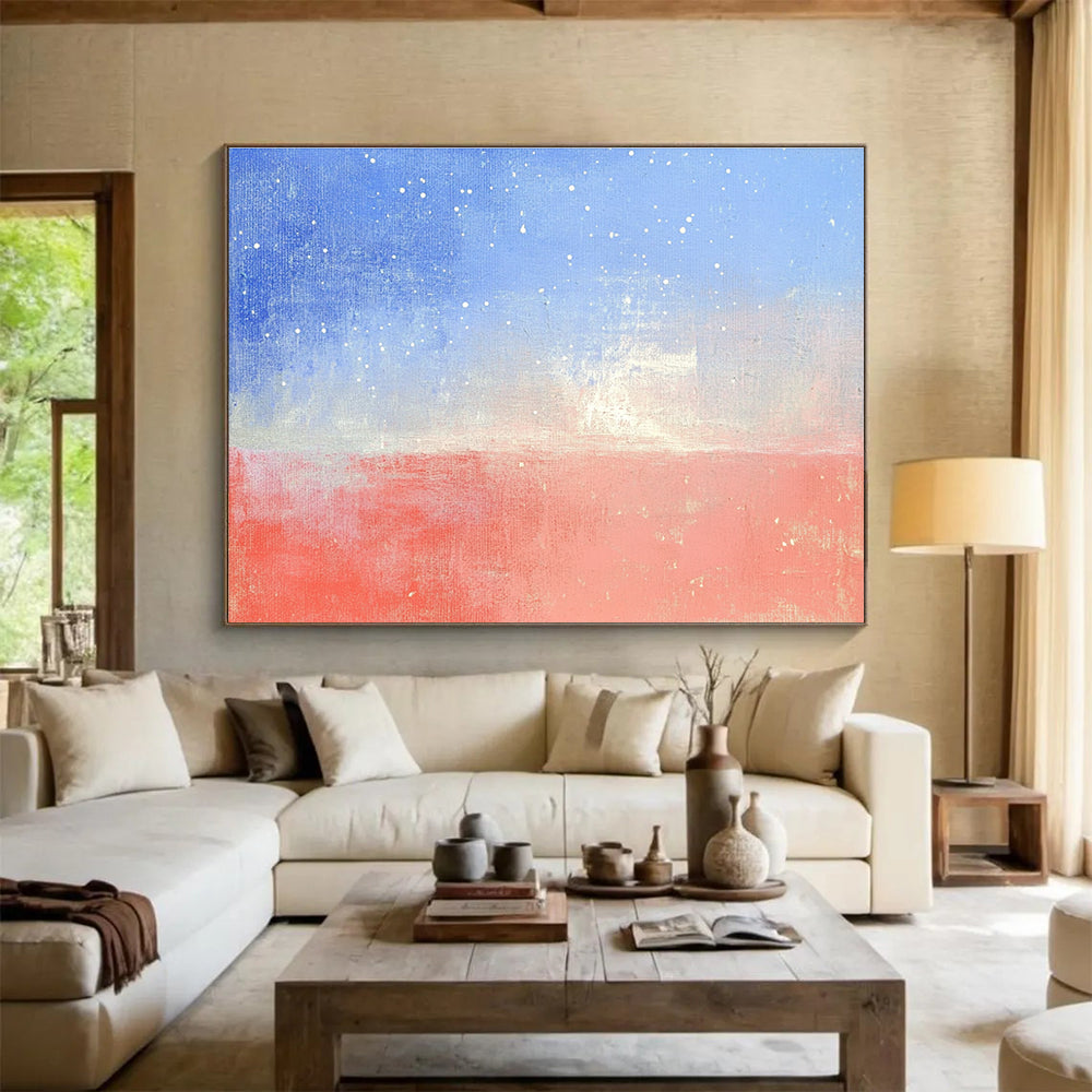 Starry Sky and Sea Abstract Painting with Serene, Celestial Ambiance ABS524