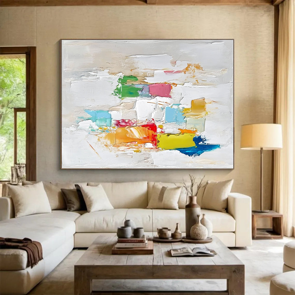 Colorful Patchwork Abstract Painting with Joyful Diversity WINK479