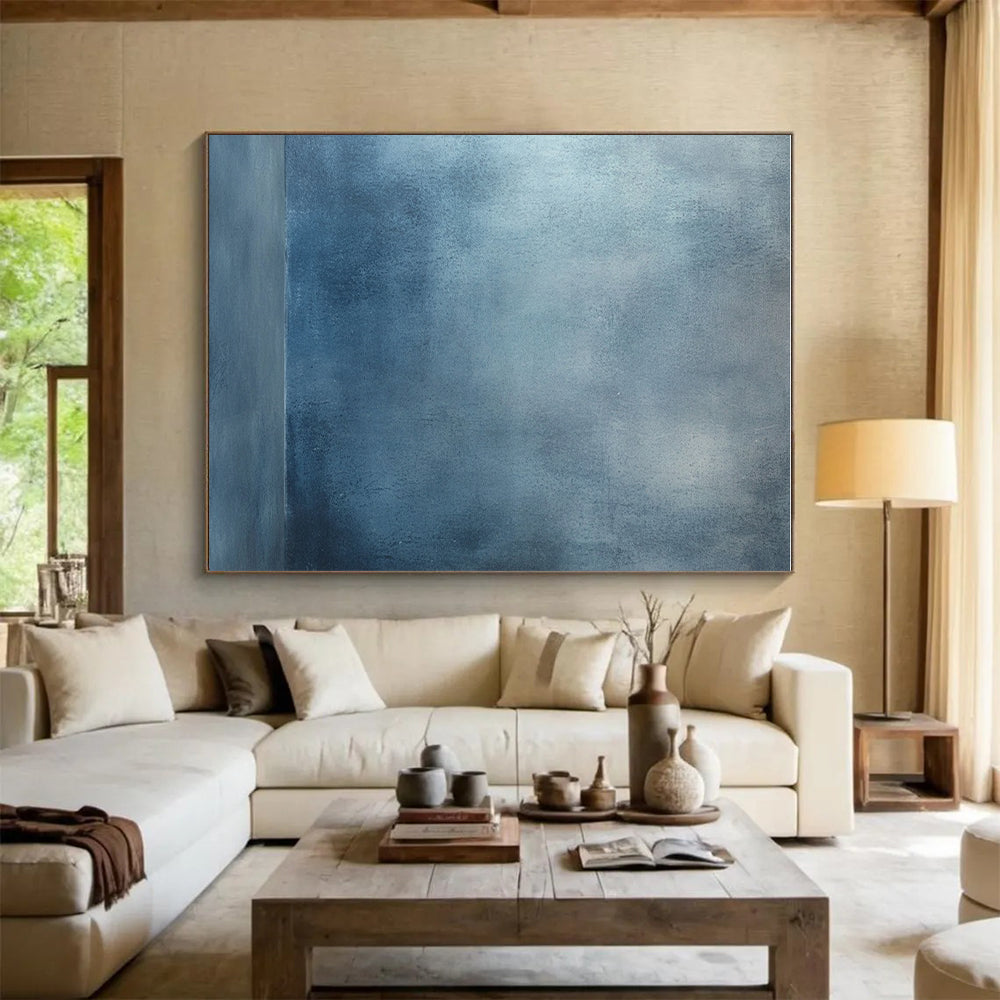 Blue - Gray Gradient Background Abstract Painting with Cool Calm WINK026