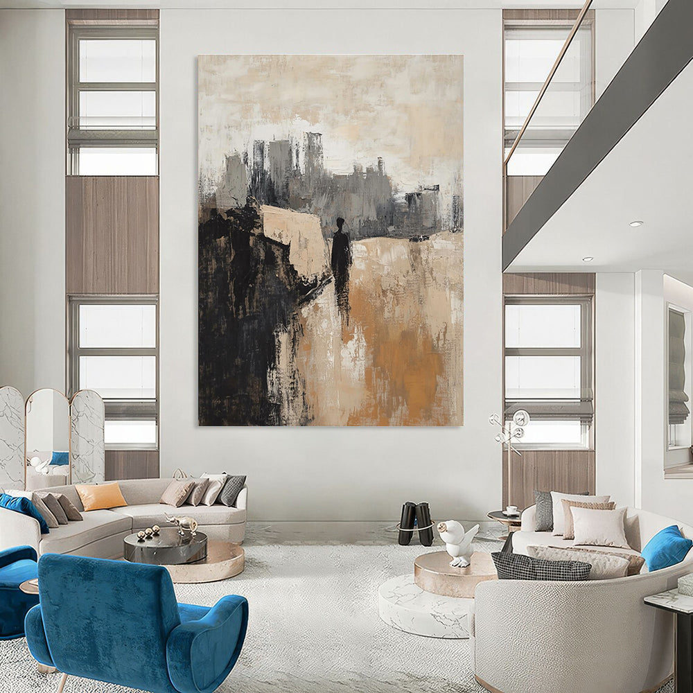 City Silhouette Monochrome Abstract Painting for Industrial - Chic Lofts GAB0883