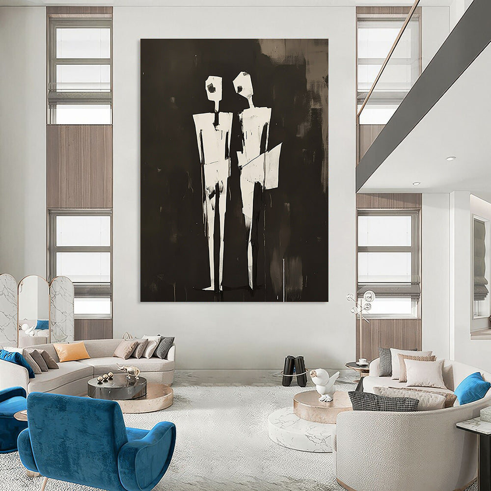 Black and White Figures Conceptual Abstract Painting GAB0296
