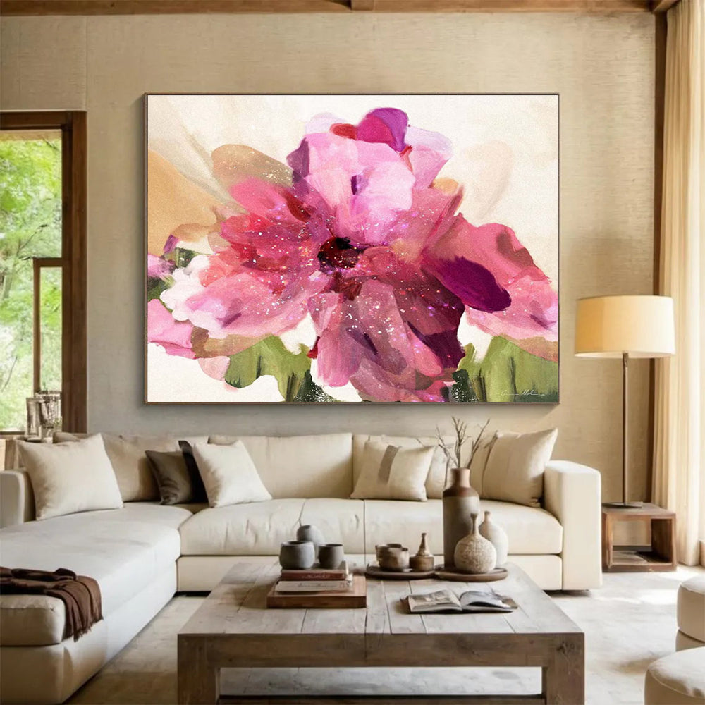 Pink Flower Abstract Painting for Feminine Boutique Dressing Rooms YHT405
