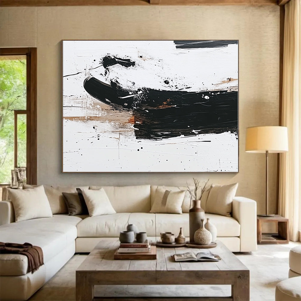 Black White Abstract Details Painting with Intricate Marks WINK638