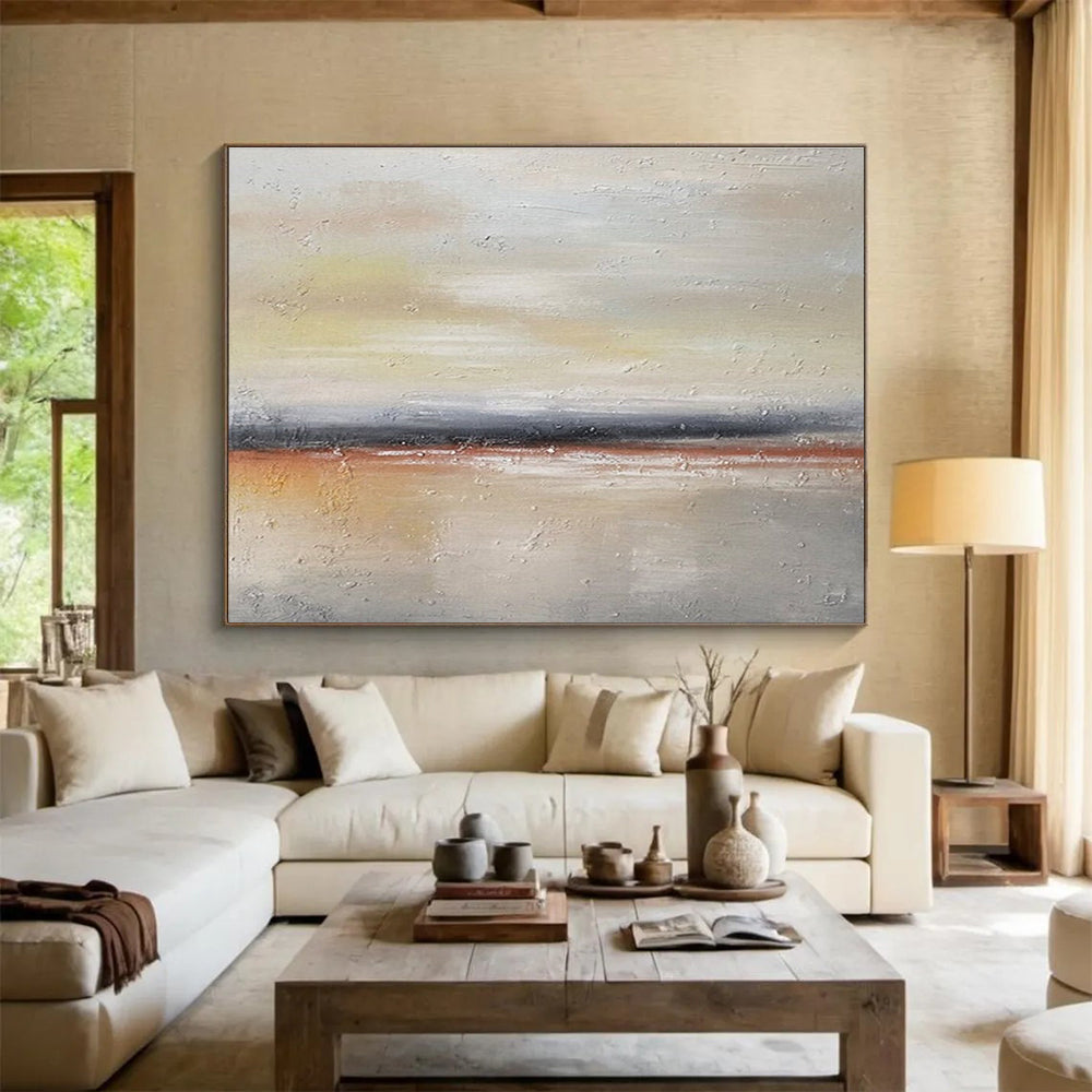 Minimalist Sunset Stripes Abstract Painting for Minimalist Interiors YHT018