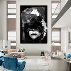 Evocative Black - White Abstract Portrait Painting for Contemporary Galleries HENG232