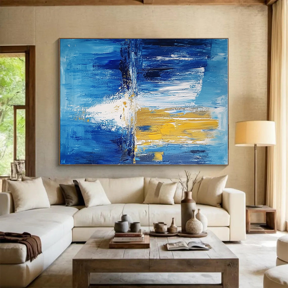 Blue - Gold Reflection Abstract Painting with Ethereal Harmony WINK390
