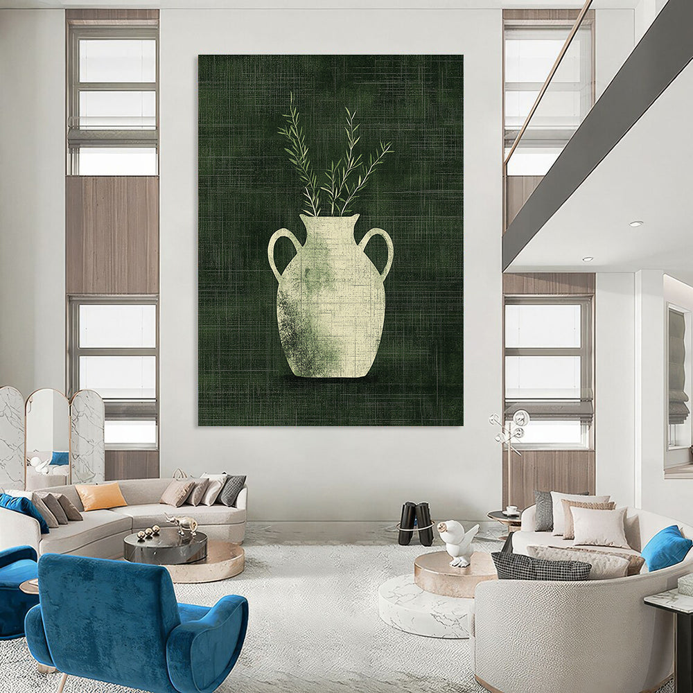 Vase with Greenery Minimalist Still Life Abstract Painting GAB0220