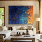 Blue Orange Textured Abstract Painting with Coastal Vibes WINK709