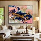Pink - Gold - Navy Abstract Painting for Chic Bridal Salons YHT384