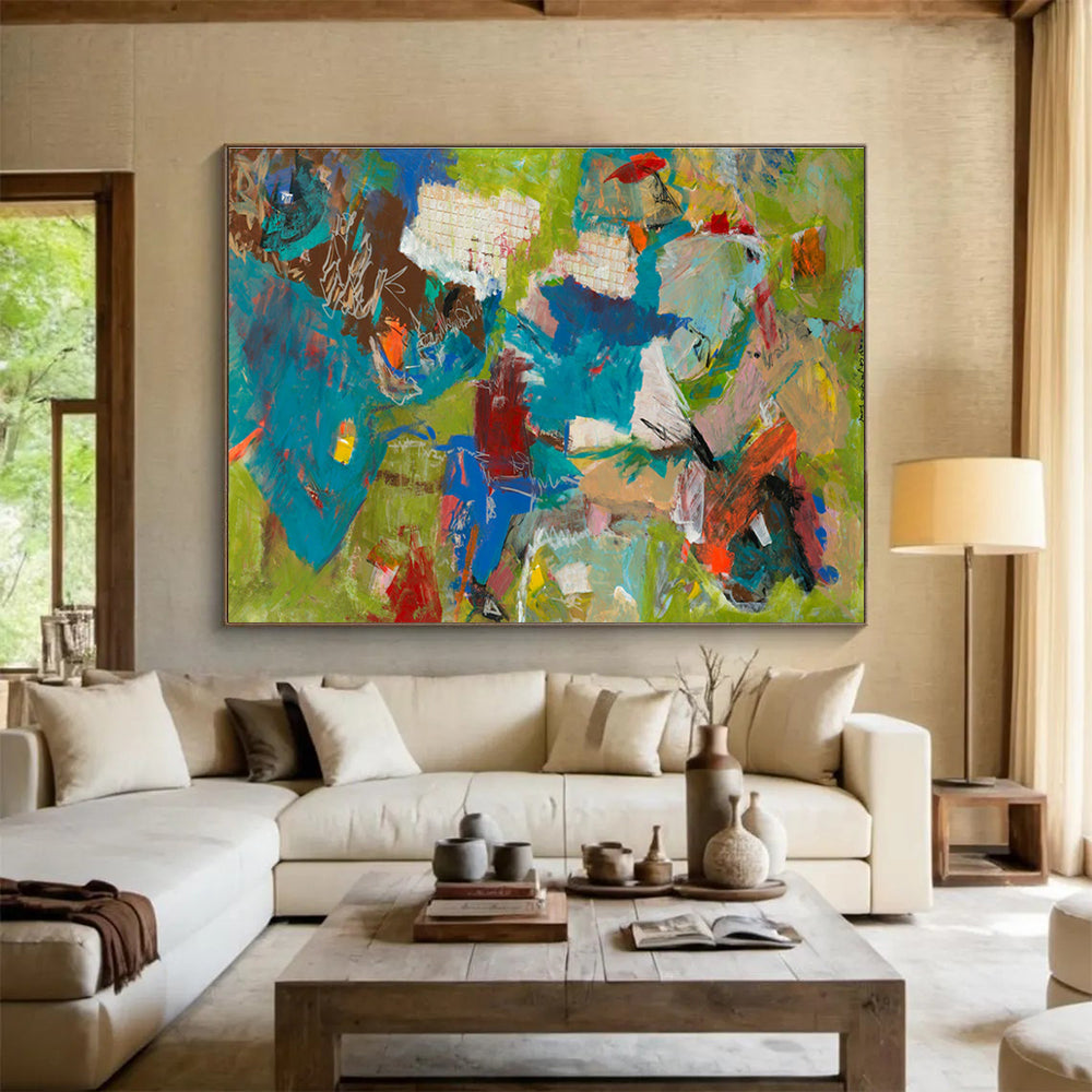 Bold Color Block Abstract Painting for Contemporary Corporate Receptions YHT237
