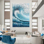 Dynamic Ocean Wave Abstract Painting for Beach - Lover Spaces HENG322
