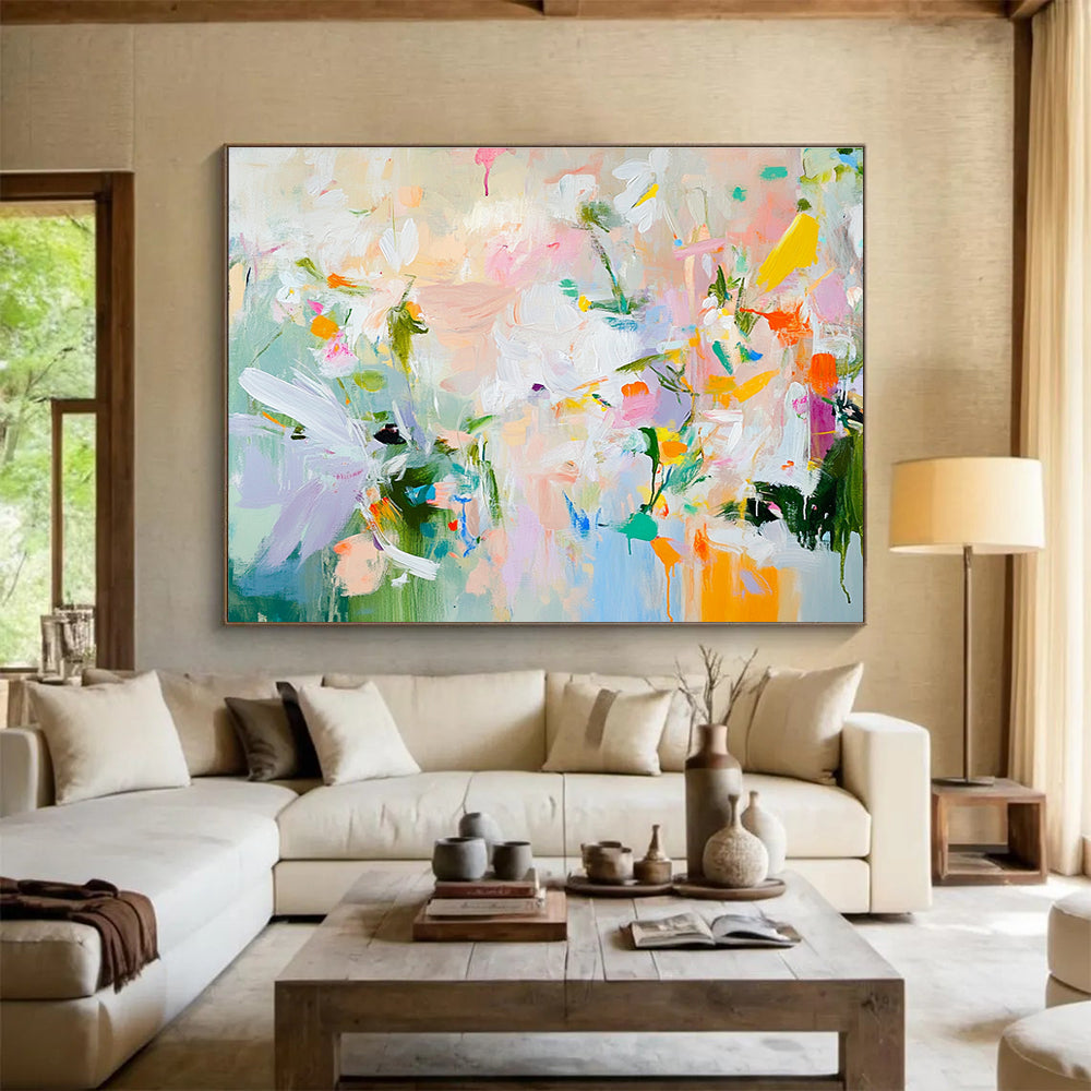 Vivid Floral Abstract Painting with Lush Expressive Brushstrokes ABS542