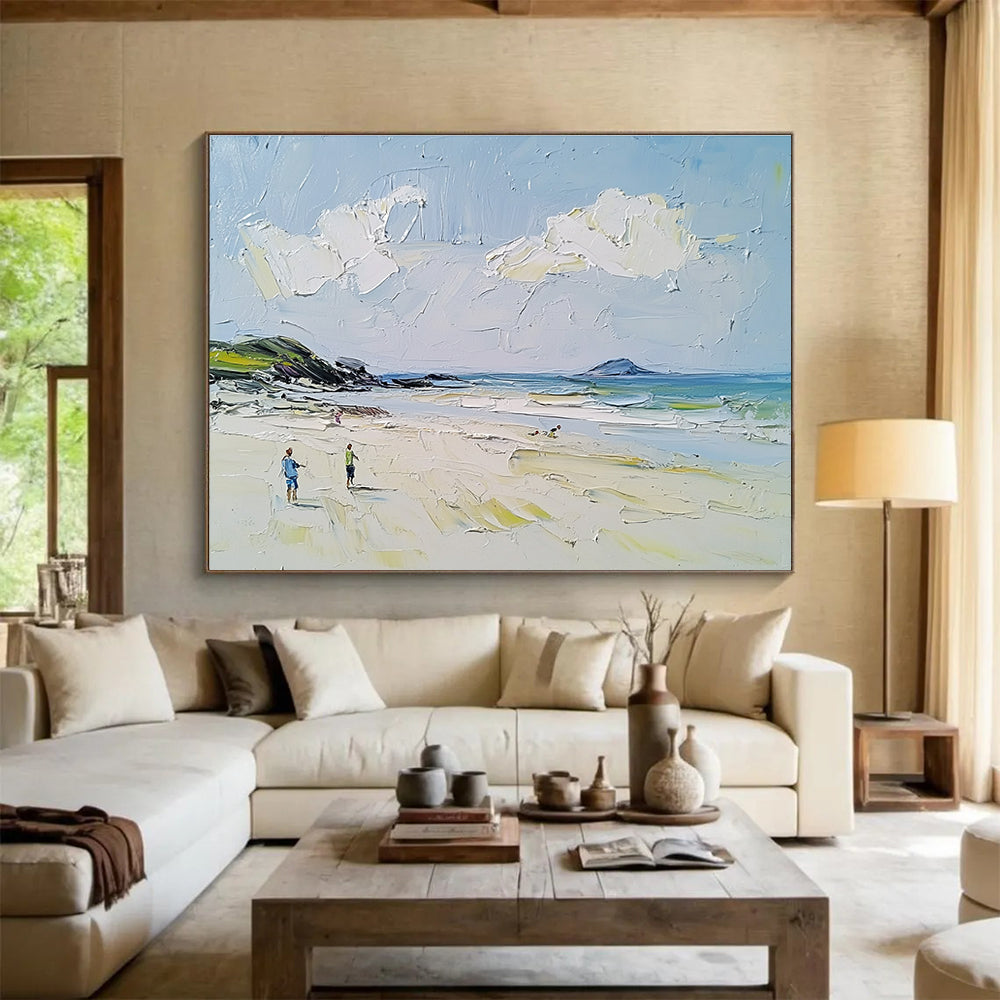 Beach Scene with Figures Abstract Painting with Casual Charm ABS596