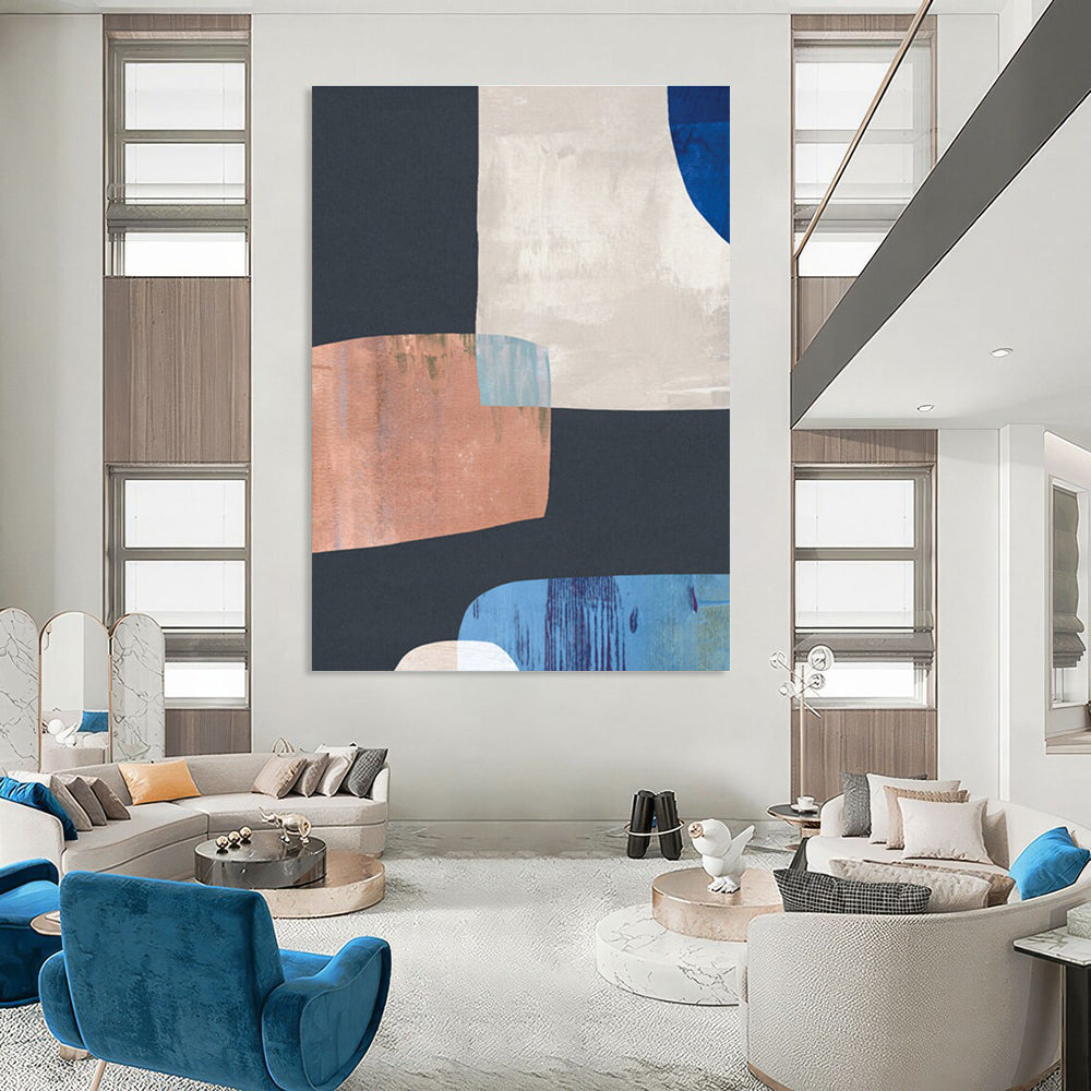 Geometric Color Block Abstract Painting for Modern Office Receptions HENG200