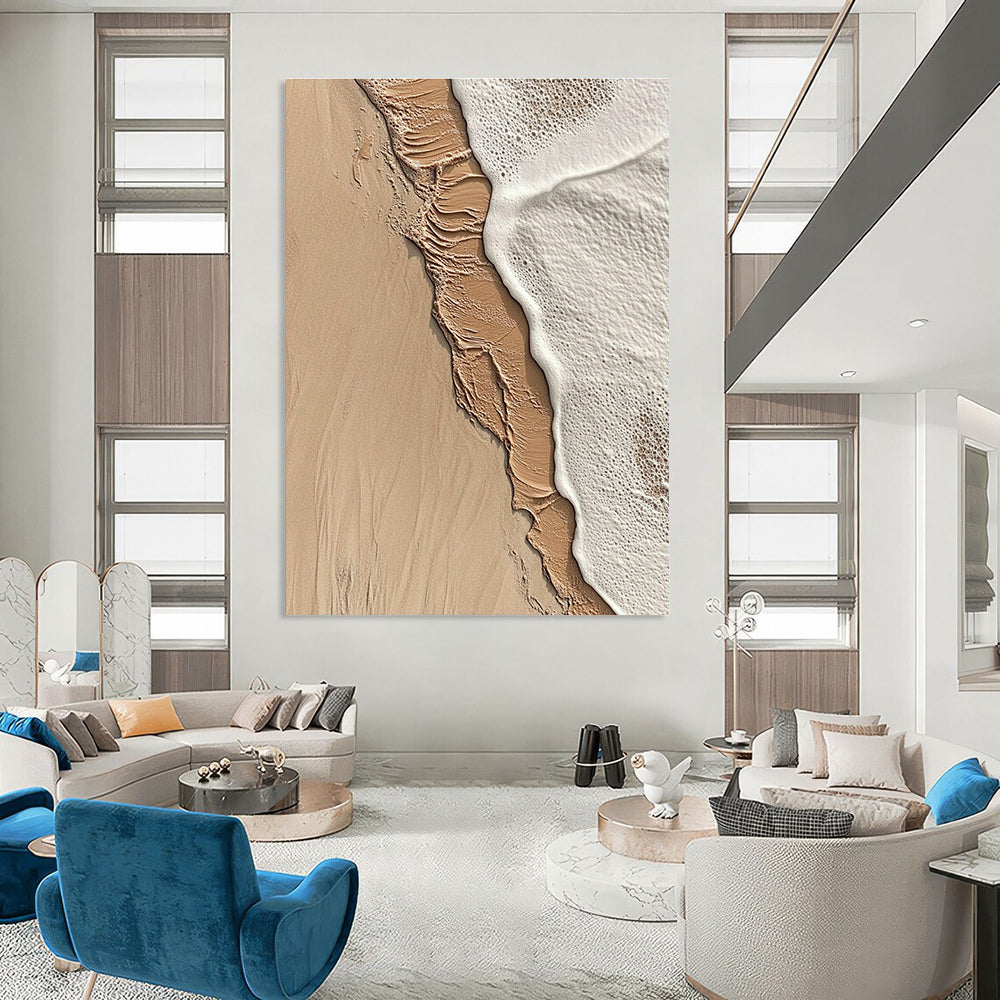 Beach Wave Textured Abstract Painting for Coastal Home Living Rooms GAB1333