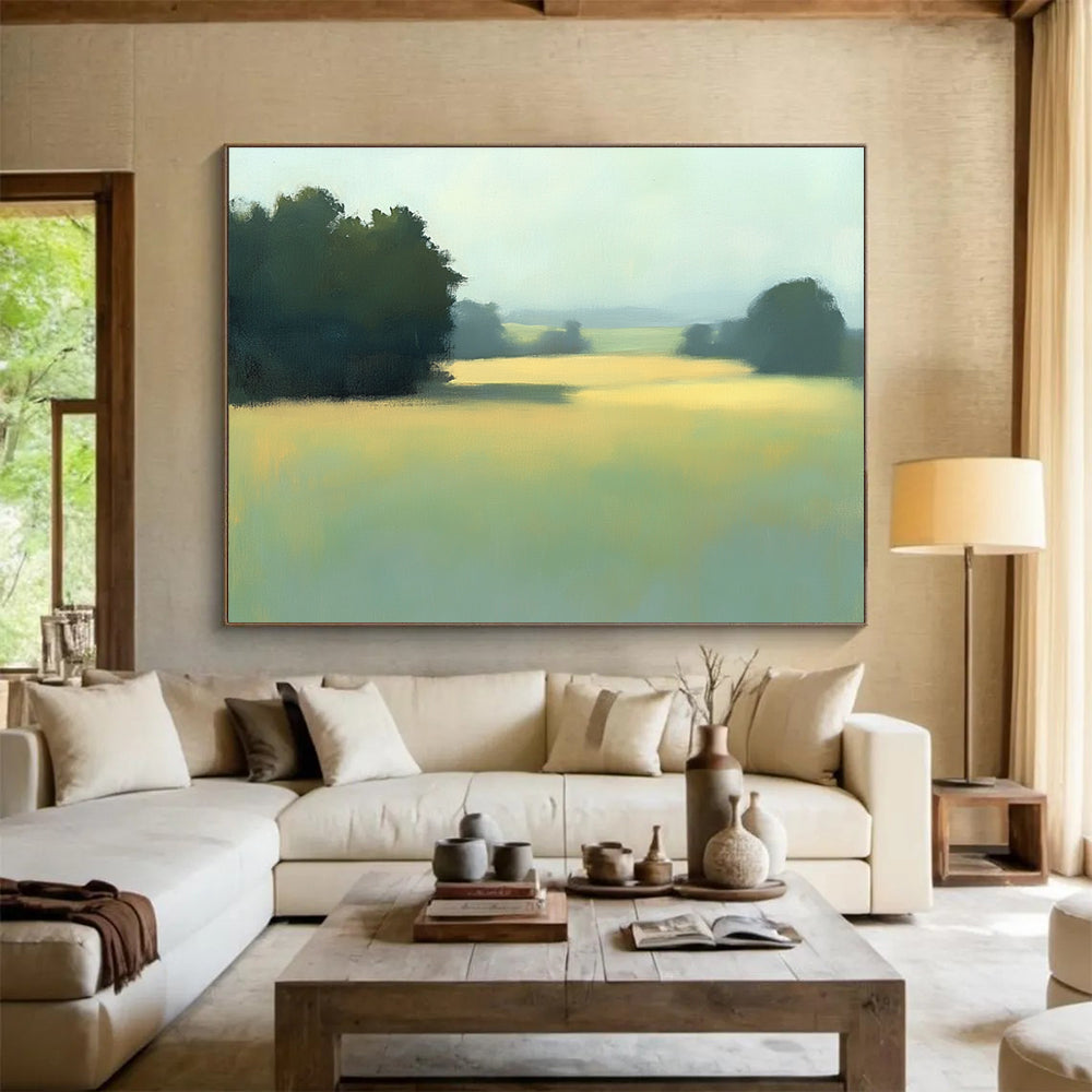 Misty Field Landscape  Soft Morning Hues ABS091
