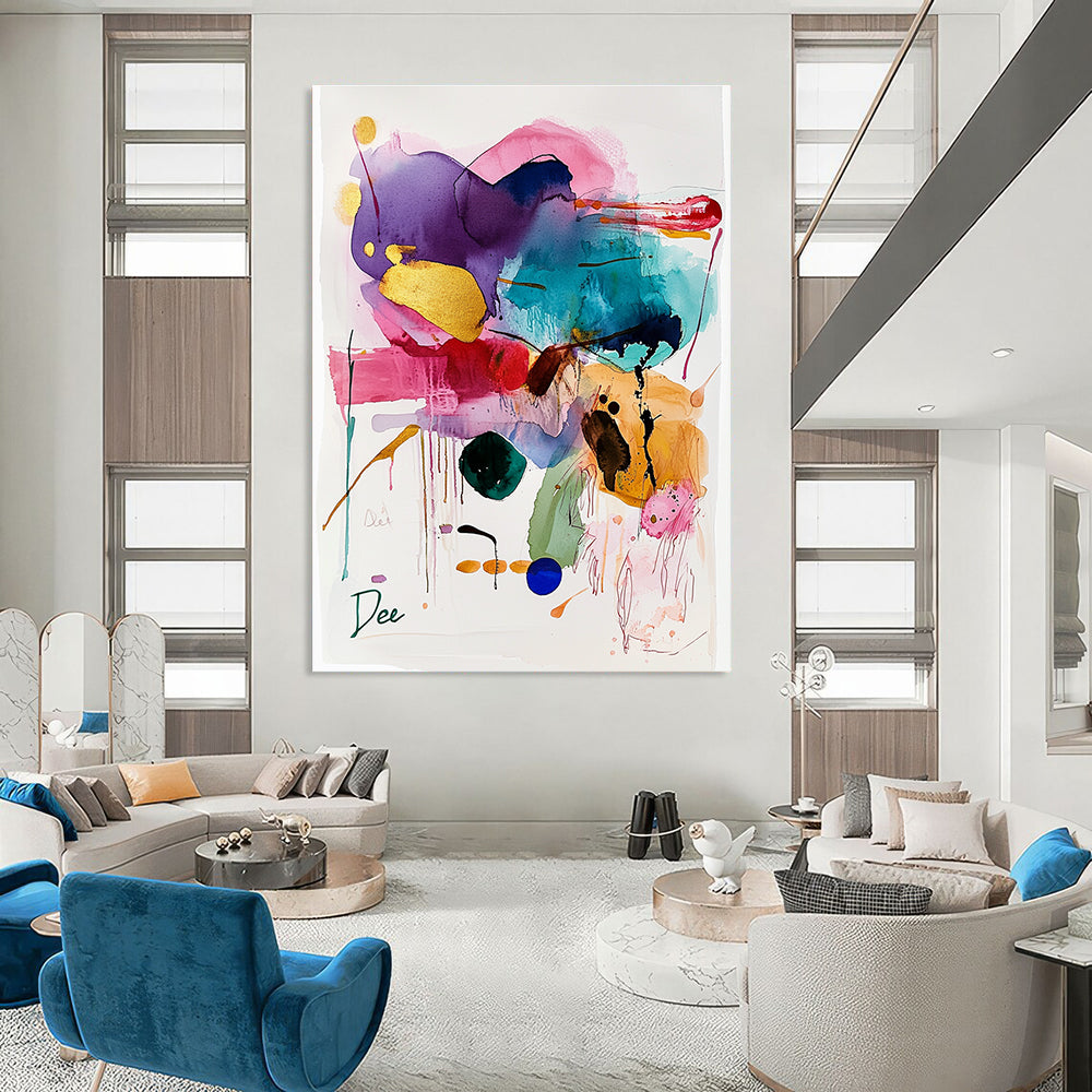 Bold Color Splash Abstract Painting of Energetic Creativity GAB0184