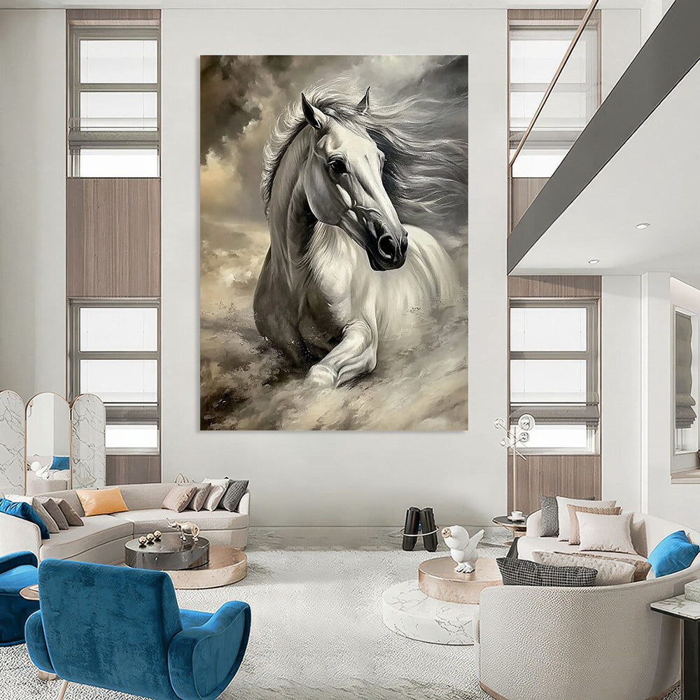 Majestic White Horse Painting of Ethereal Grace GAB0191