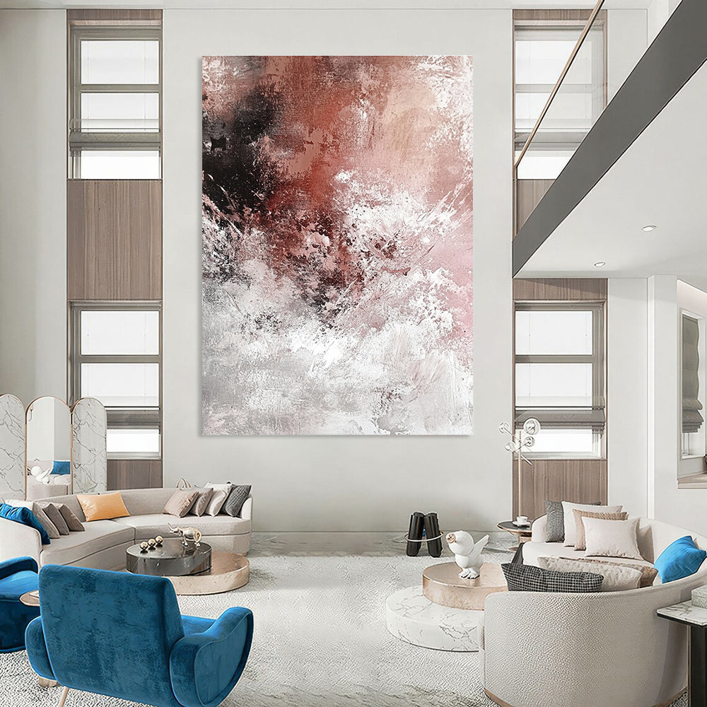 Pink and Gray Abstract Painting for Romantic - Styled Boutiques GAB1093